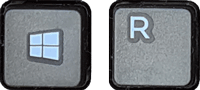 Windows startknop  met de R knop afbeelding